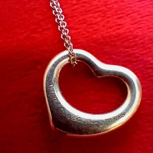 TIFFANY & CO Elsa Peretti Sterling Silver 925 Open Heart Pendant Necklace 11mm